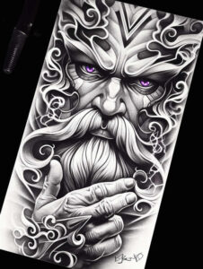 merciful-god – tattoo design ideas free ai generated – realism-soft-transitions – for-back-shoulder – Gallery: god-inkby-ai