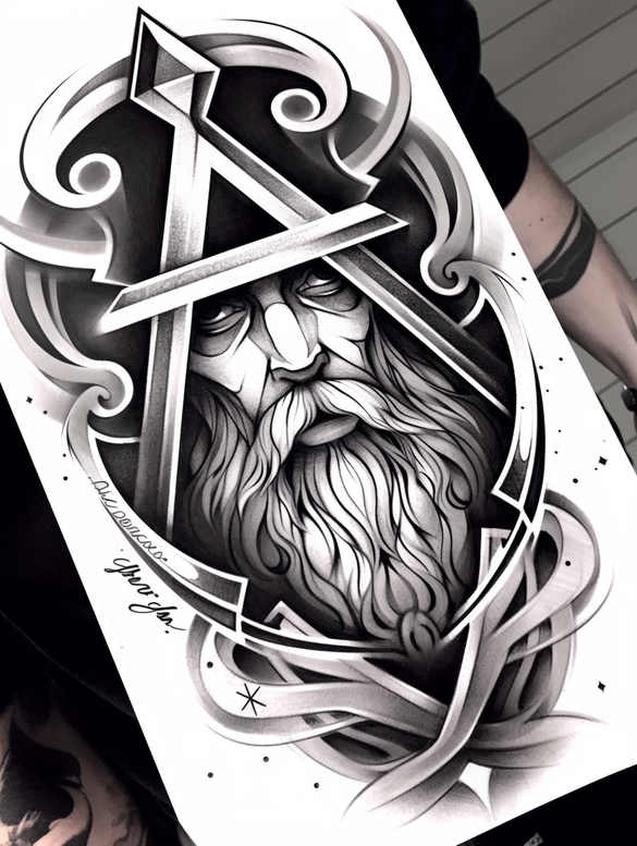 mystical-god – tattoo design ideas free ai generated – realism-emotional-depth – for-ribs – Gallery: god-inkby-ai