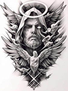omniscient-god – tattoo design ideas free ai generated – realism-natural-blush – for-nape – Gallery: god-inkby-ai