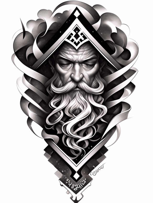 spiritual-power – tattoo design ideas free ai generated – neotraditional-clean-fill – for-sternum – Gallery: god-inkby-ai