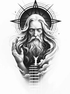 spiritual-presence – tattoo design ideas free ai generated – neotraditional-detailed-linework – for-upper-shoulder – Gallery: god-inkby-ai