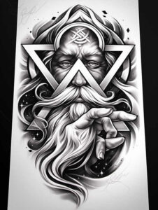 spiritual-presence – tattoo design ideas free ai generated – surrealism-visionary – for-nape – Gallery: god-inkby-ai