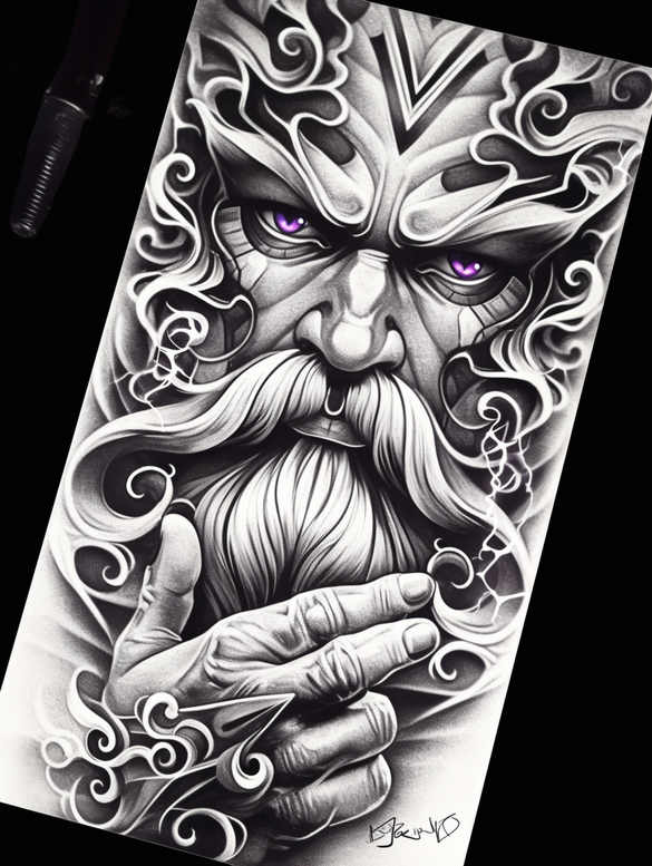 god tattoo design ideas Realism hyper-realistic ancient for temple