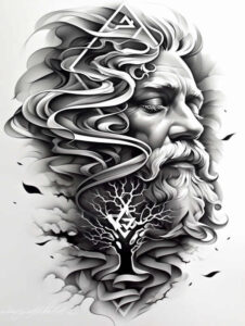 god tattoo design ideas Realism precise gradient benevolent for elbow