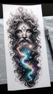 god tattoo design ideas Realism realistic dimension celestial for nape