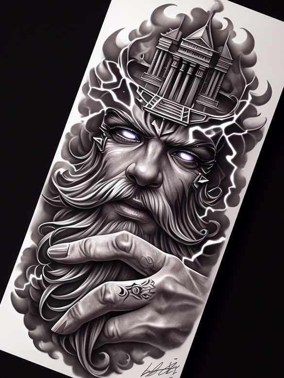 god tattoo design ideas Surrealism surreal lighting celestial for scapula