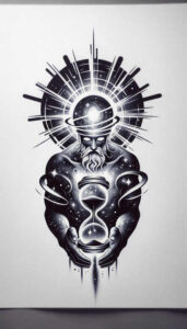 god tattoo design ideas Realim light and shadow play celestial motifs stands for resilience