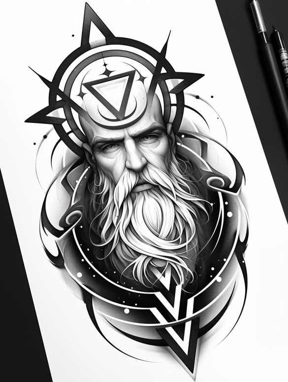 god tattoo design ideas Surrealism fantastical cosmic for side torso