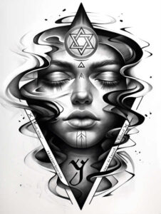 god tattoo design ideas Surrealism hallucinatory cosmic shows courage