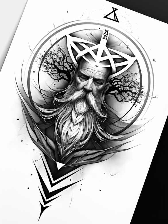 god tattoo design ideas layered color divine blessing symbol of courage