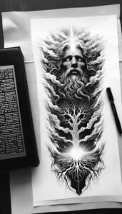 god tattoo design ideas vintage influence divine figure for full back