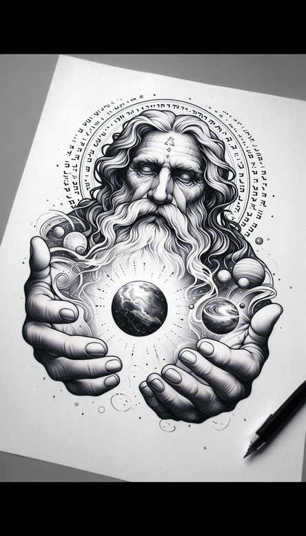 god tattoo design ideas Surrealism shifting shapes divine figure for lower back