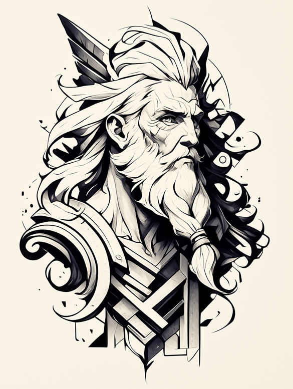 god tattoo design ideas subtle tone divine figure stands for strength