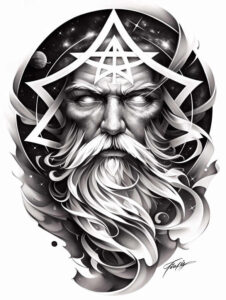 god tattoo design ideas precise lines divine figure symbol of resilience