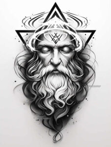 god tattoo design ideas Surrealism imaginative divine strength for full back