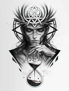 god tattoo design ideas bold color blocks ethereal for fingers