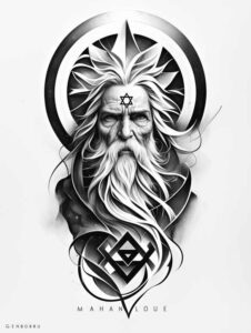 god tattoo design ideas Neotraditional balanced tones mystical for ribs