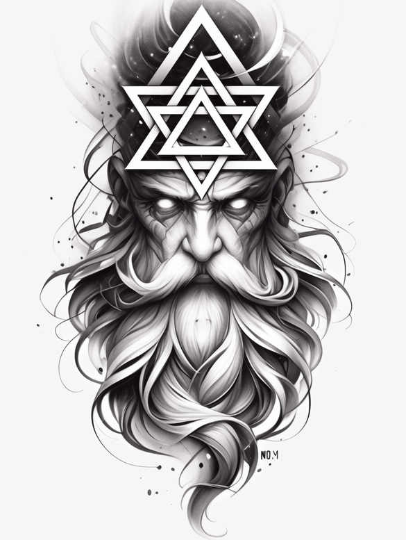 god tattoo design ideas Surrealism abstract omnipotent for lower leg