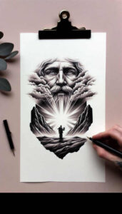 god tattoo design ideas crisp lines protector for hip