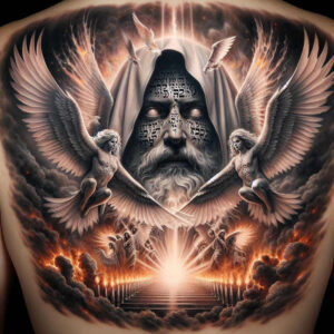 god tattoo design ideas Surrealism psychological depth protector resilience and power