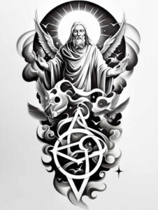 god tattoo design ideas photo-realistic spiritual energy meaning courage