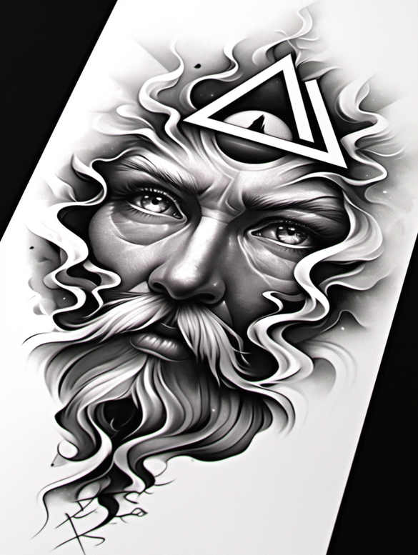 god tattoo design ideas 3D-rendered spiritual perseverance and power