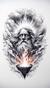 god tattoo design ideas Realism color precision symbolic for lower thigh