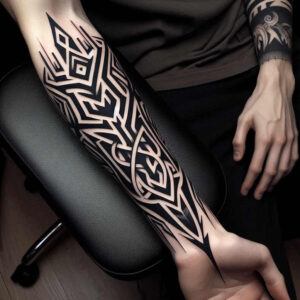 3d-graphic-effect – tattoo design ideas free ai generated – parallel-lines – for-full-back – Gallery: graphic-inkby-ai