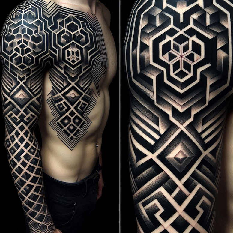 abstract-graphic – tattoo design ideas free ai generated – biker – for-back-of-neck – Gallery: graphic-inkby-ai