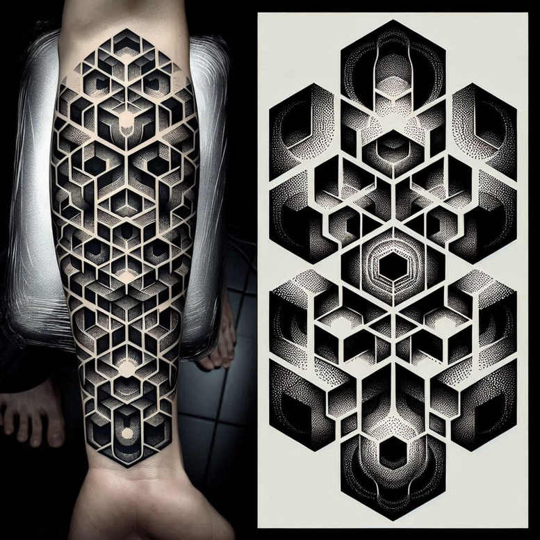 colorful-graphic – tattoo design ideas free ai generated – geometric-fill – for-stomach – Gallery: graphic-inkby-ai