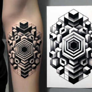 colorful-graphic – tattoo design ideas free ai generated – polygon-mesh – for-back-shoulder – Gallery: graphic-inkby-ai