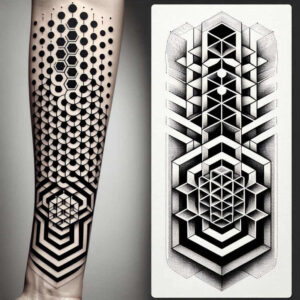 curved-line – tattoo design ideas free ai generated – tessellation – for-lower-leg – Gallery: graphic-inkby-ai