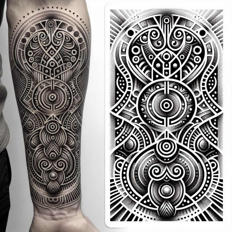 digital-graphics – tattoo design ideas free ai generated – dot-grid – for-back – Gallery: graphic-inkby-ai