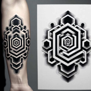 for-women – tattoo design ideas free ai generated – layered-geometry – for-scapula – Gallery: graphic-inkby-ai