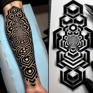 geometric-line – tattoo design ideas free ai generated – hexagon – for-neck – Gallery: graphic-inkby-ai