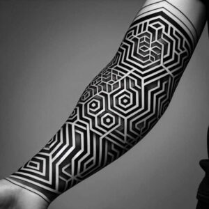 gradient-effect – tattoo design ideas free ai generated – precision-lines – for-upper-back – Gallery: graphic-inkby-ai