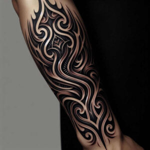 gradient-effect – tattoo design ideas free ai generated – triangular-pattern – for-shoulder-blade – Gallery: graphic-inkby-ai