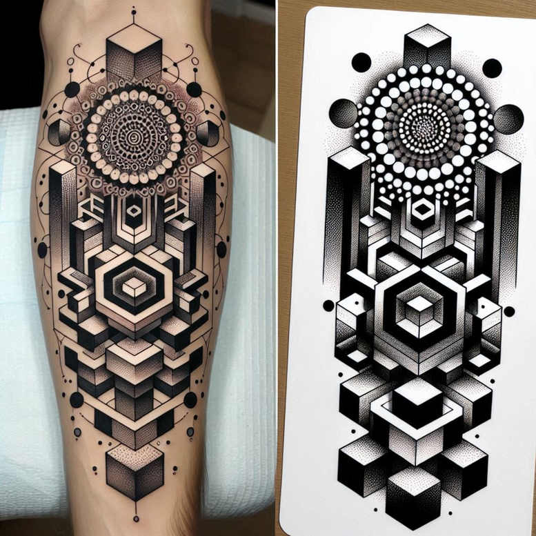 graphic-details – tattoo design ideas free ai generated – line-matrix – for-upper-arm – Gallery: graphic-inkby-ai