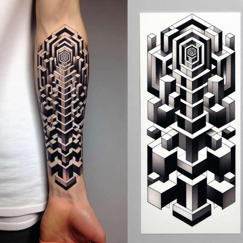 graphic-style – tattoo design ideas free ai generated – linked-shapes – for-toe – Gallery: graphic-inkby-ai