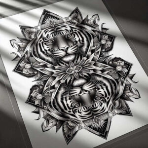 graphic-style – tattoo design ideas free ai generated – octagon – for-upper-back – Gallery: graphic-inkby-ai