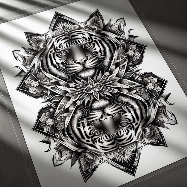 graphic-style – tattoo design ideas free ai generated – octagon – for-upper-back – Gallery: graphic-inkby-ai