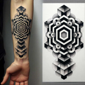 line-pattern-for-men – tattoo design ideas free ai generated – orbital-pattern – for-shoulder-blade – Gallery: graphic-inkby-ai