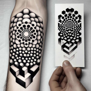 minimalist-graphic – tattoo design ideas free ai generated – circular-motif – for-lower-leg – Gallery: graphic-inkby-ai