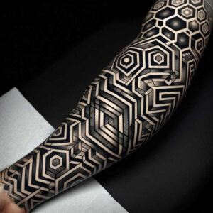 minimalist-graphic – tattoo design ideas free ai generated – geometric – for-lower-thigh – Gallery: graphic-inkby-ai