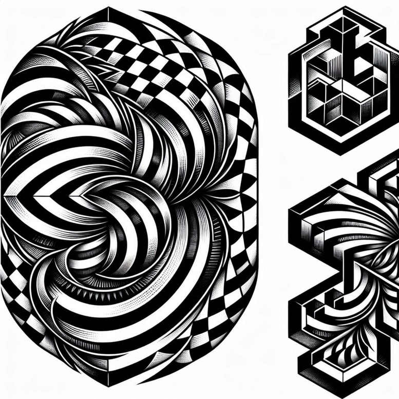 pattern-design – tattoo design ideas free ai generated – 3d-geometry – for-upper-arm – Gallery: graphic-inkby-ai
