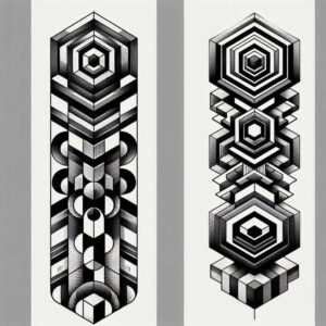 straight-line – tattoo design ideas free ai generated – cube-shading – for-knee – Gallery: graphic-inkby-ai