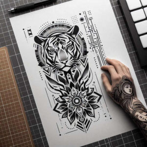symmetrical-pattern – tattoo design ideas free ai generated – cartoon-style – for-shoulder – Gallery: graphic-inkby-ai