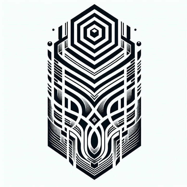 graphic tattoo design ideas centered 3D geometry for side