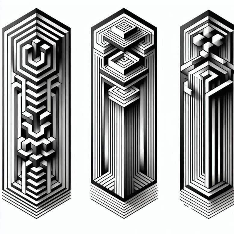 graphic tattoo design ideas delicate arcs fractal design endurance and power