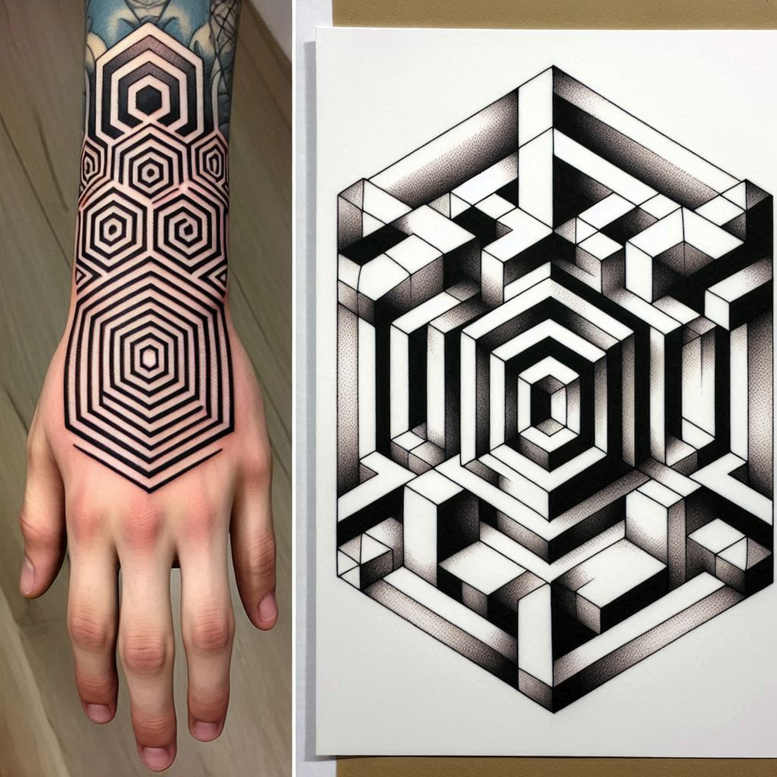 graphic tattoo design ideas radiant center geometric weave meaning determination